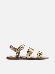 Sandália Rasteira Animal Print Arezzo Tiras Fivelas