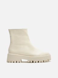 Bota Branca Arezzo Cano Médio Tratorada Zíper