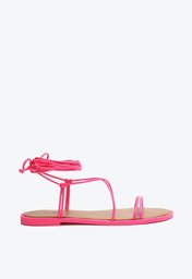 Sandália Rasteira Rosa Neon Anacapri Amarração Tiras Finas