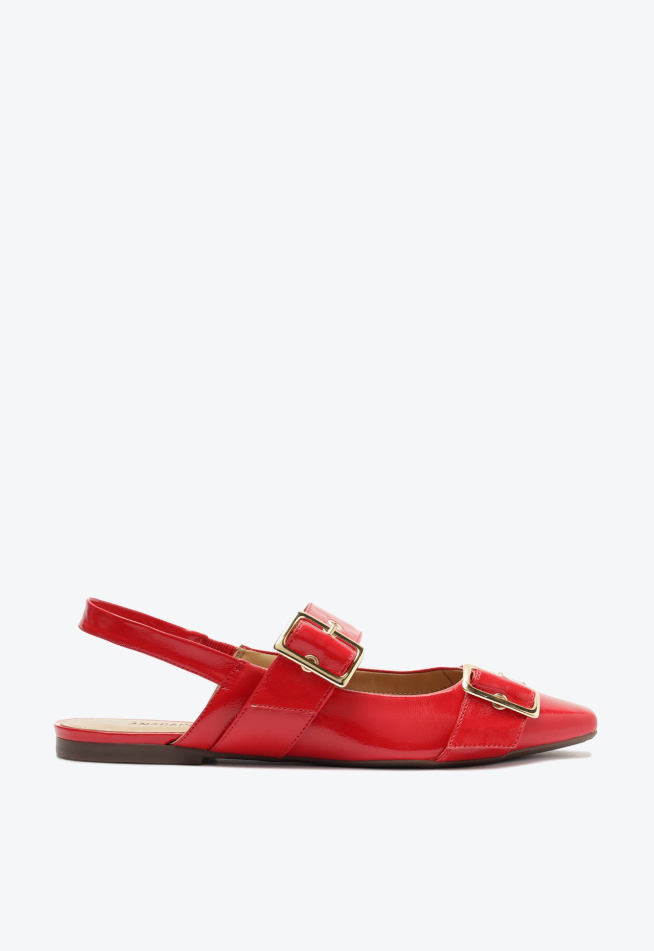 Sapatilha Vermelha Anacapri Slingback Tiras Fivela Verniz Sapatilha Vermelha Anacapri Slingback Tiras Fivela Verniz