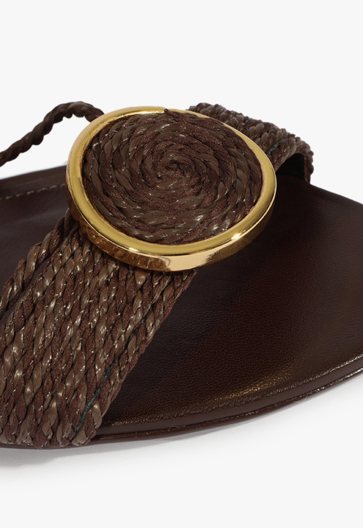 Sandália Rasteira Marrom Schutz Couro Amarração | ZZ MALL