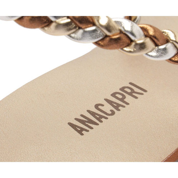 Rasteira Tira Trançada De Encaixe Dourada