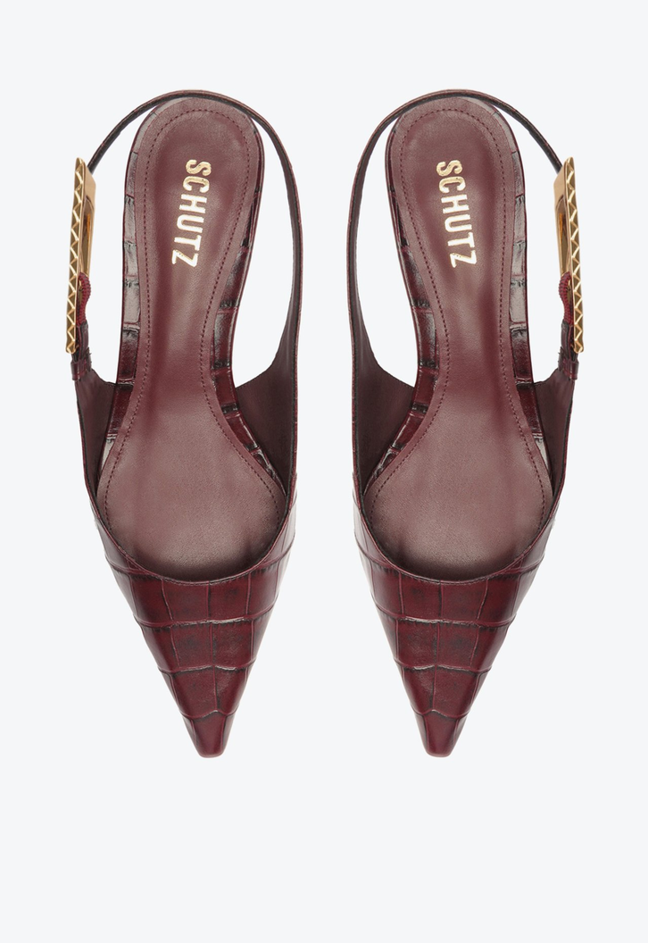 Sapato Slingback Couro Vermelho