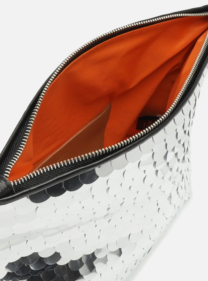 Clutch Prata Arezzo Média Maxi Paetês