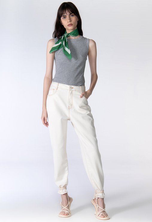 CALÇA JEANS OFF-WHITE SCHUTZ SLOUCHY DUO COLOR
