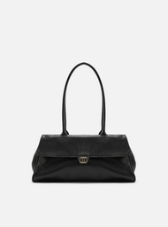 Bolsa Shoulder Couro Preta Média | ZZ MALL