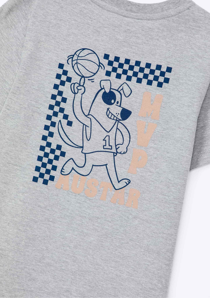 Camiseta Infantil Cinza Hering Menino Regular Estampada