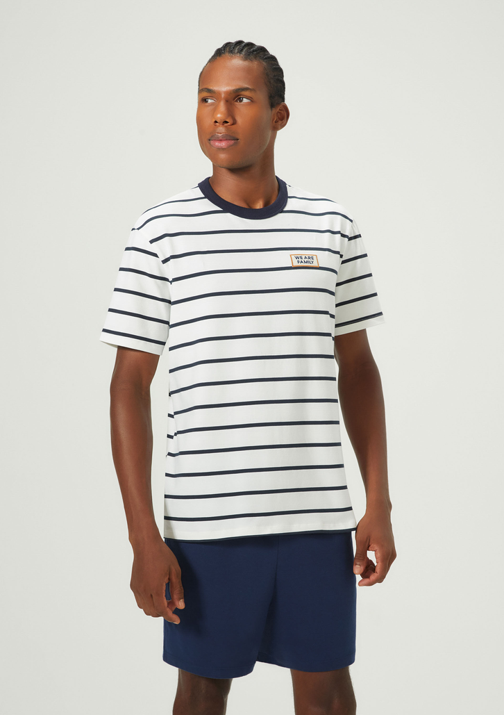 Pijama Azul Hering Curto Masculino Com Estampa Tal Pai Tal Filho