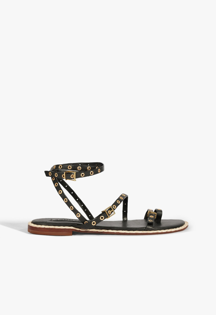 Rasteira Preta Schutz Annete Flat Couro