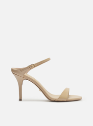 Sandália Bege Arezzo Couro Salto Fino Tira Instep