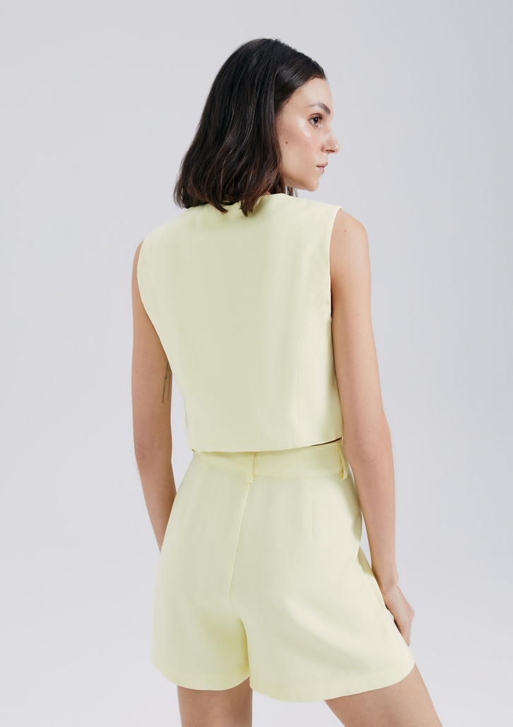 Colete Amarelo Hering Cropped Em Viscose