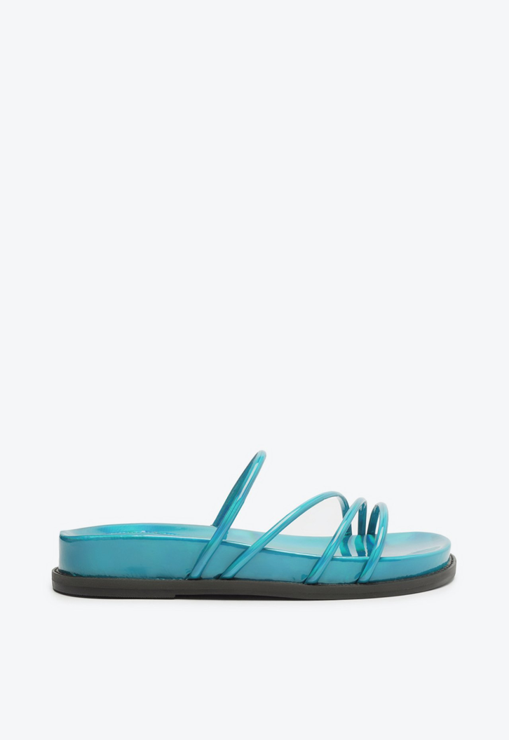 Sandalia Papete Holografica Azul