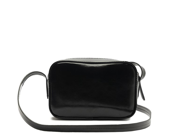 Bolsa Tiracolo Média Fecho Duplo Zíper Preta