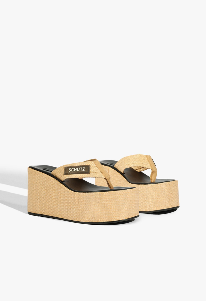 Chinelo Plataforma Bold II Bege e Preto