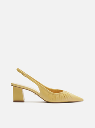 Scarpin Amarelo Arezzo Couro Salto Médio Slingback