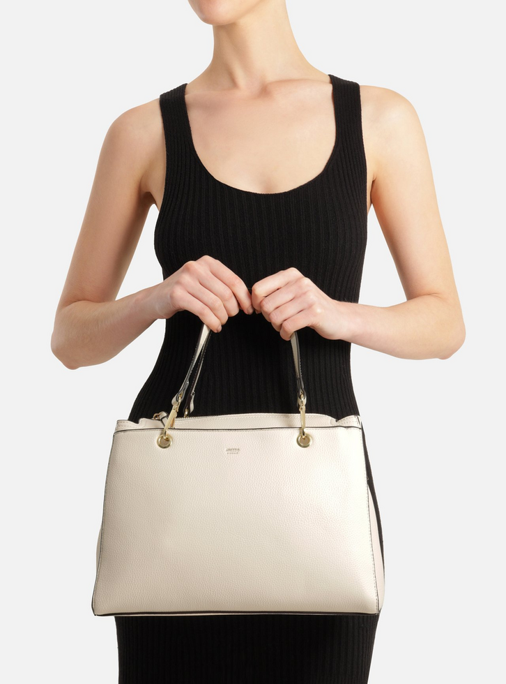 BSカルク24 Bolsa Tote Off White Média Alças Metais | ZZ MALL
