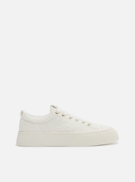 Tênis Casual Branco Arezzo Bouclé Amarração