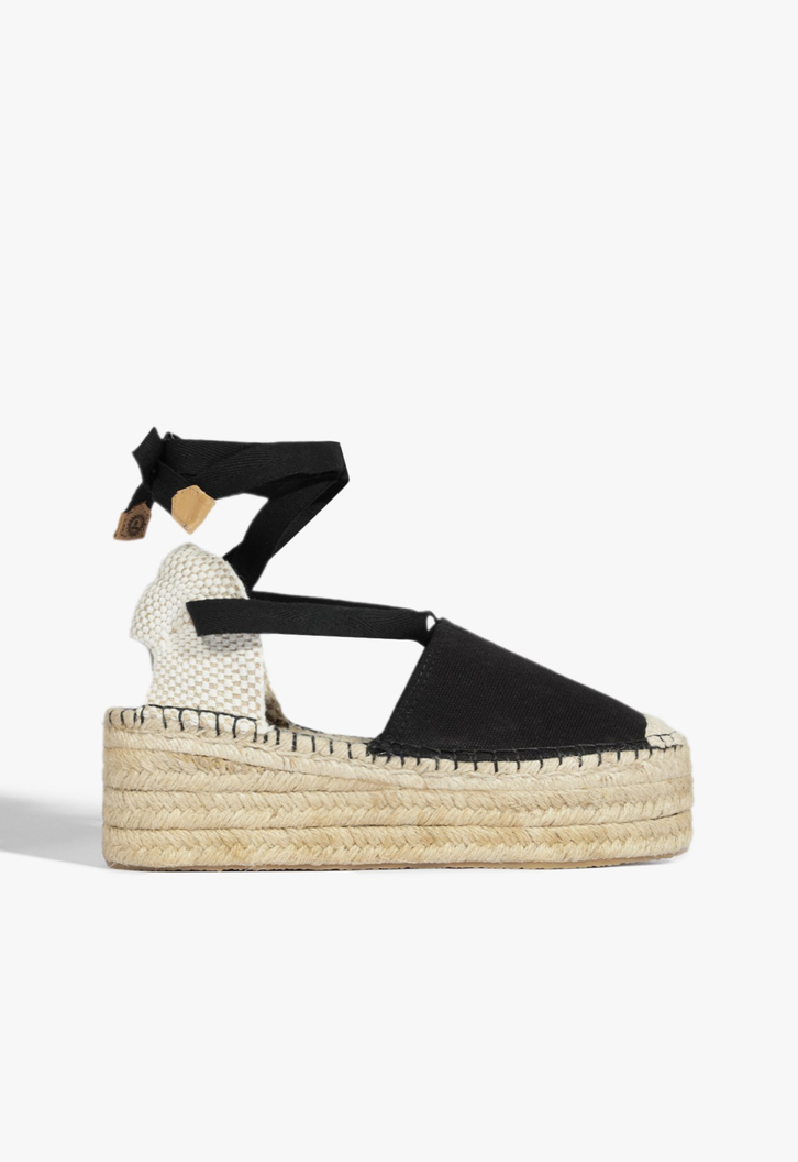 Sandália Plataforma Espadrille Preto
