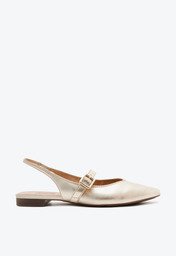 Sapatilha Dourada Anacapri Slingback Tira Fivela Bico Fino
