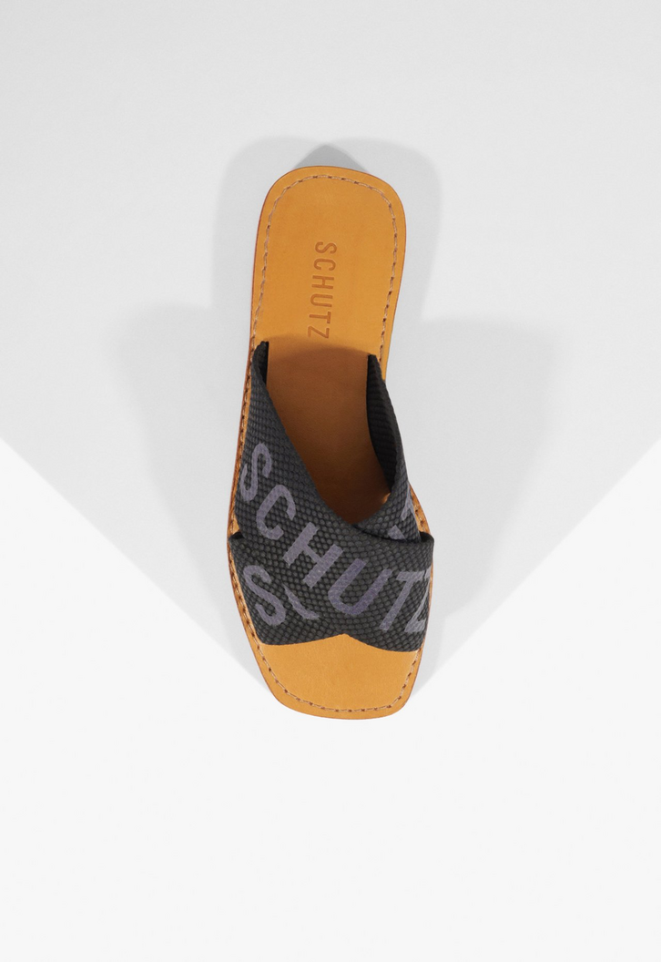 Sandália Rasteira X Schutz Logo Azul
