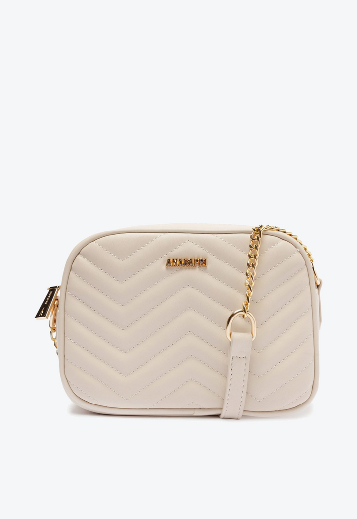 Bolsa Crossbody Média Branca Matelassê Zig Zag