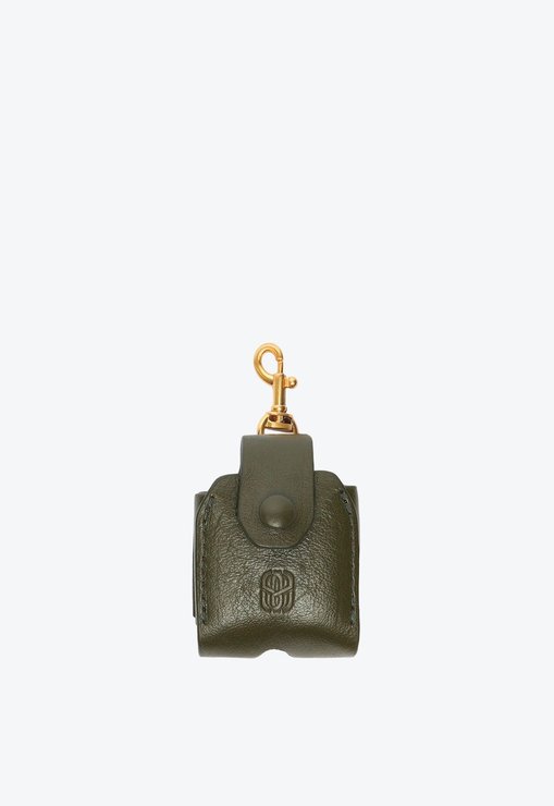 Porta Schutz AirPod Emblem Couro Verde-Militar