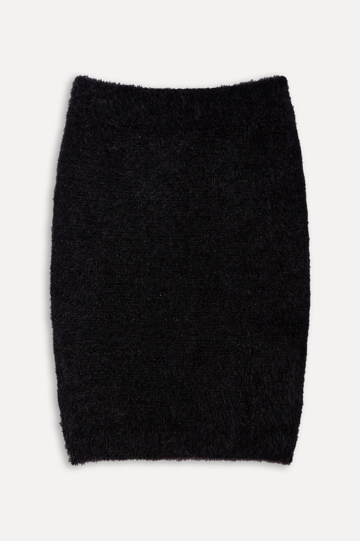SAIA PRETA REVERSA TRICOT FUR