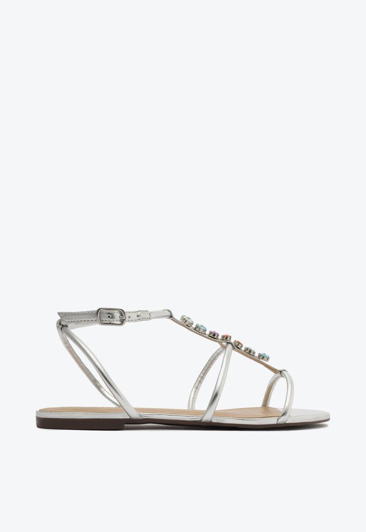 Rasteira Gladiadora Prata Anacapri Com Pedraria