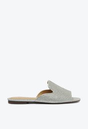 Rasteira Peep Toe Textura Glam Prata
