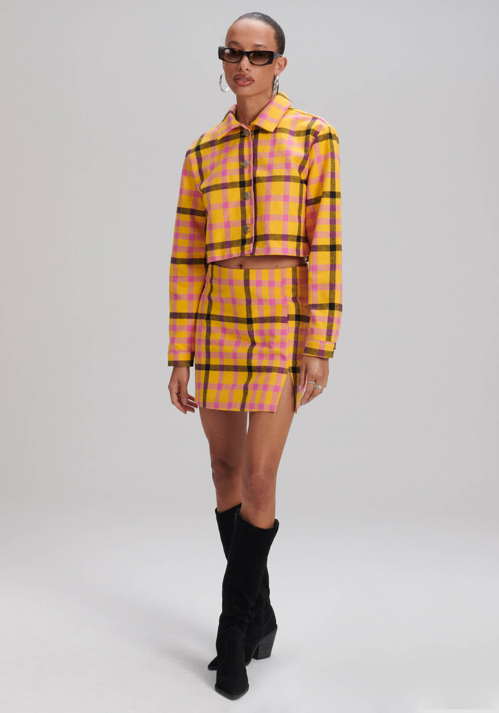 Saia xadrez amarela patricinhas de best sale beverly hills