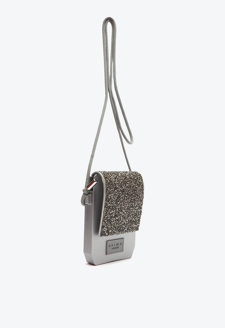 Bolsa Tiracolo Prata Brizza  Glitter Pequena