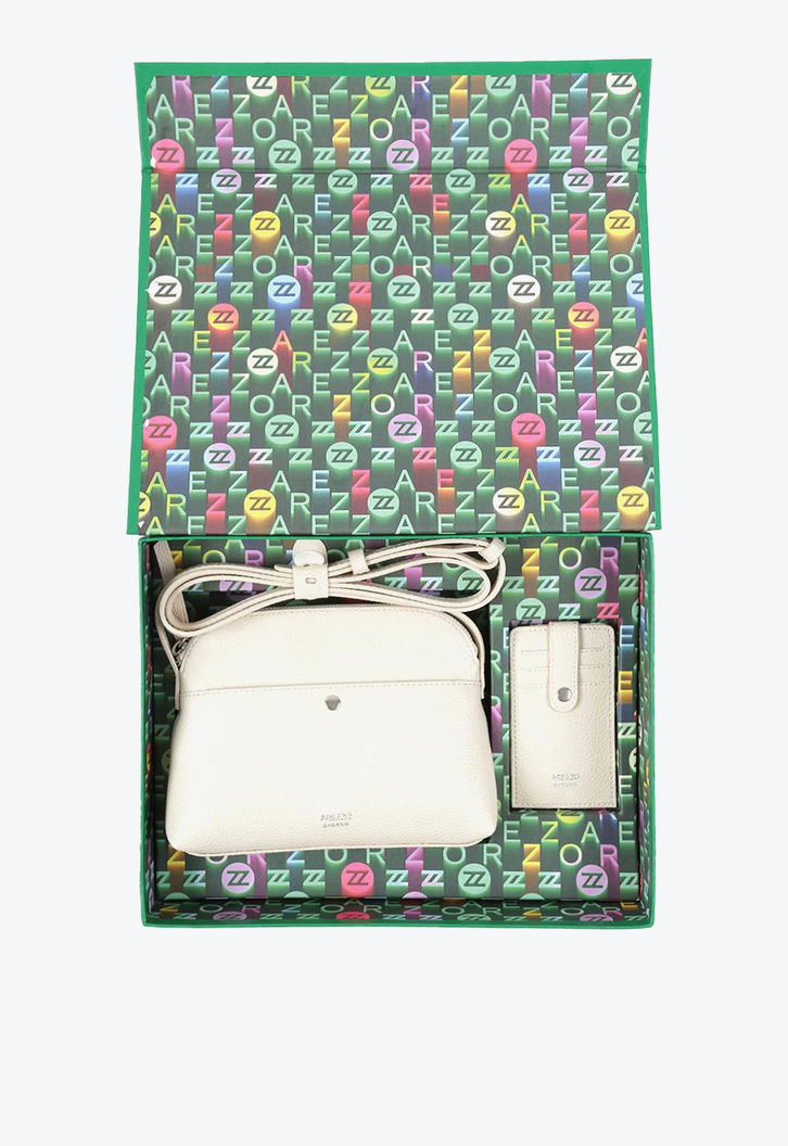 Kit Bolsa Tiracolo Off-White Arezzo Média E Porta Cartões