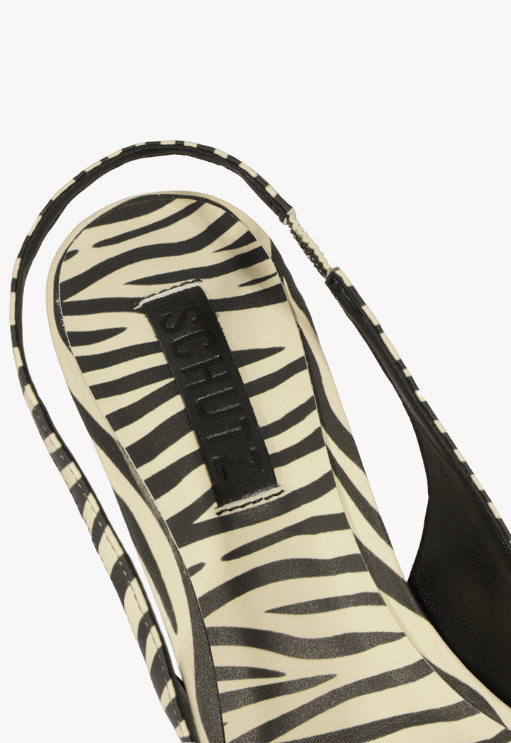Slingback Preto Schutz Lexi Mid Couro Zebra | ZZ MALL