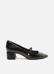 Sapato Preto Arezzo Bonéca Couro Cap Toe Verniz