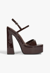 Sandália Salto Arlene Verniz Marrom