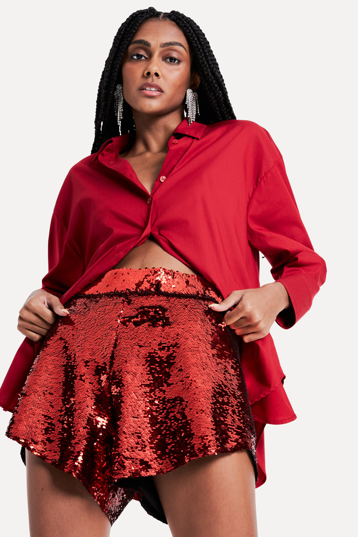 SHORT VERMELHO REVERSA TRANSPASSE PAETE