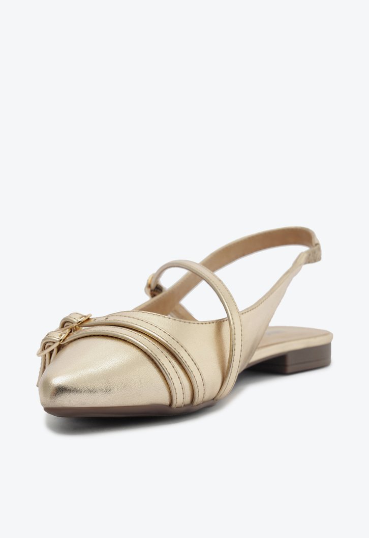 Sapatilha Slingback Fivela Dupla Dourada