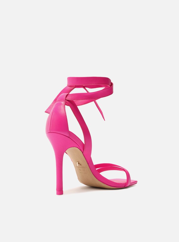 SANDÁLIA ROSA AREZZO COURO SALTO ALTO LACE UP