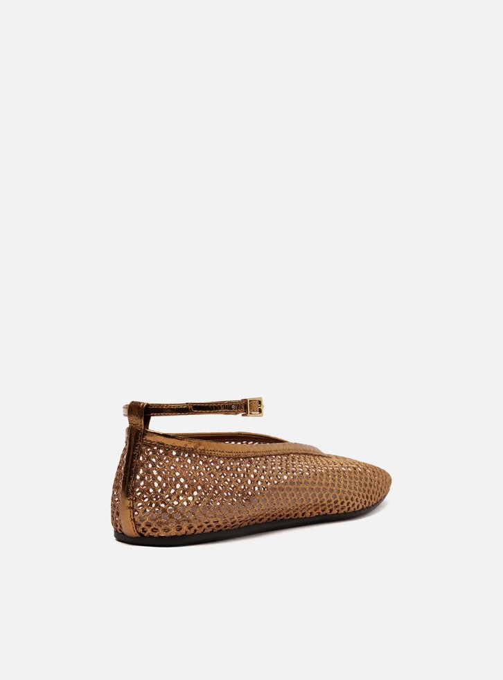 Sapatilha Bronze Tela Tira Ankle