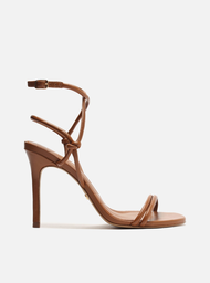 Sandália Marrom Arezzo Salto Fino Tiras Knot