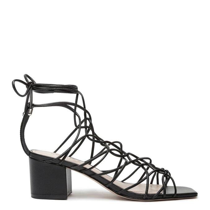 SCHUTZ SANDÁLIA MID HEEL STRINGS BLACK - Loja Cléo