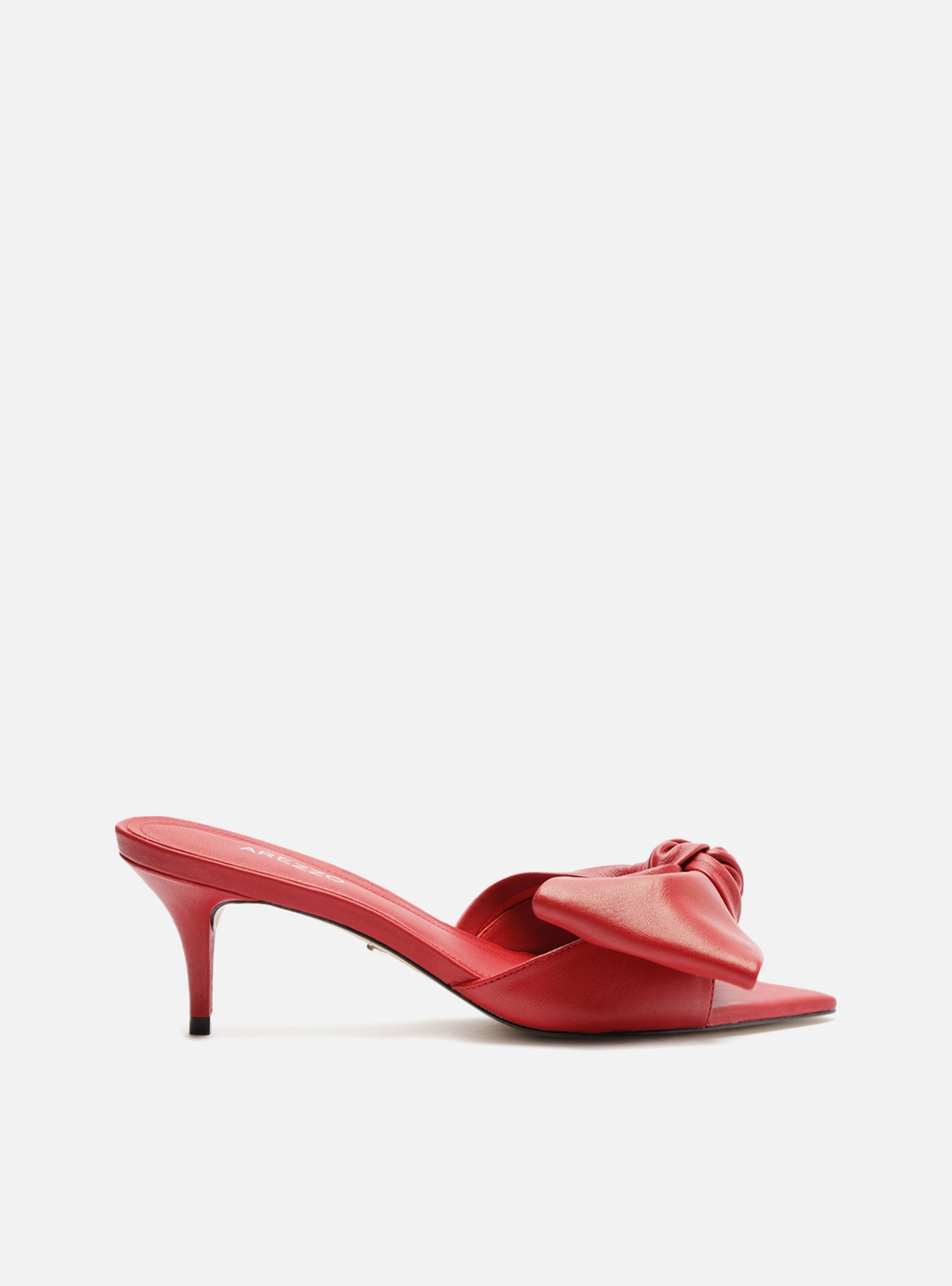Mule Vermelha Arezzo Couro Salto Fino Maxi Laço | ZZ MALL Mule Vermelha Arezzo Couro Salto Fino Maxi Laço | ZZ MALL