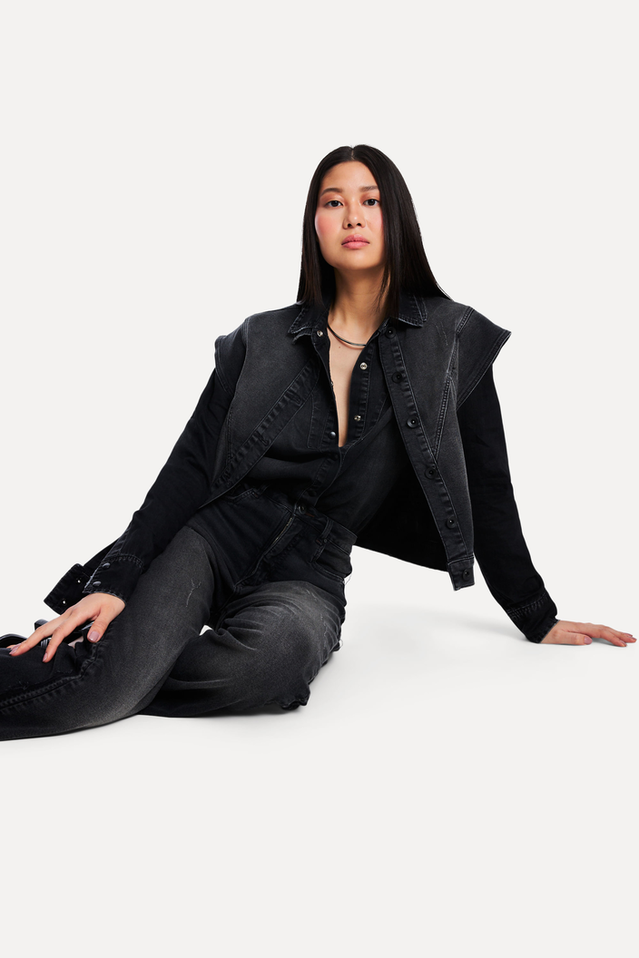COLETE  PRETO REVERSA BLACK JEANS OVERSIZED