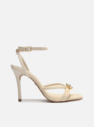 Sandália Off-White Arezzo Salto Alto Bico Quadrado