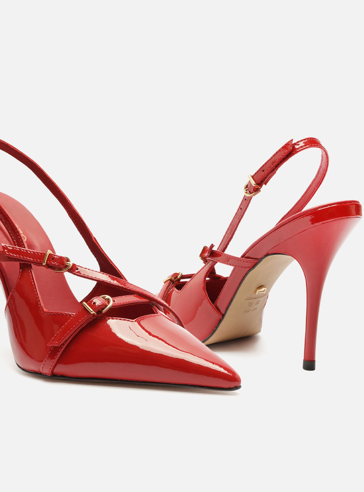 Scarpin Vermelho Arezzo Verniz Salto Alto Slingback Amélia