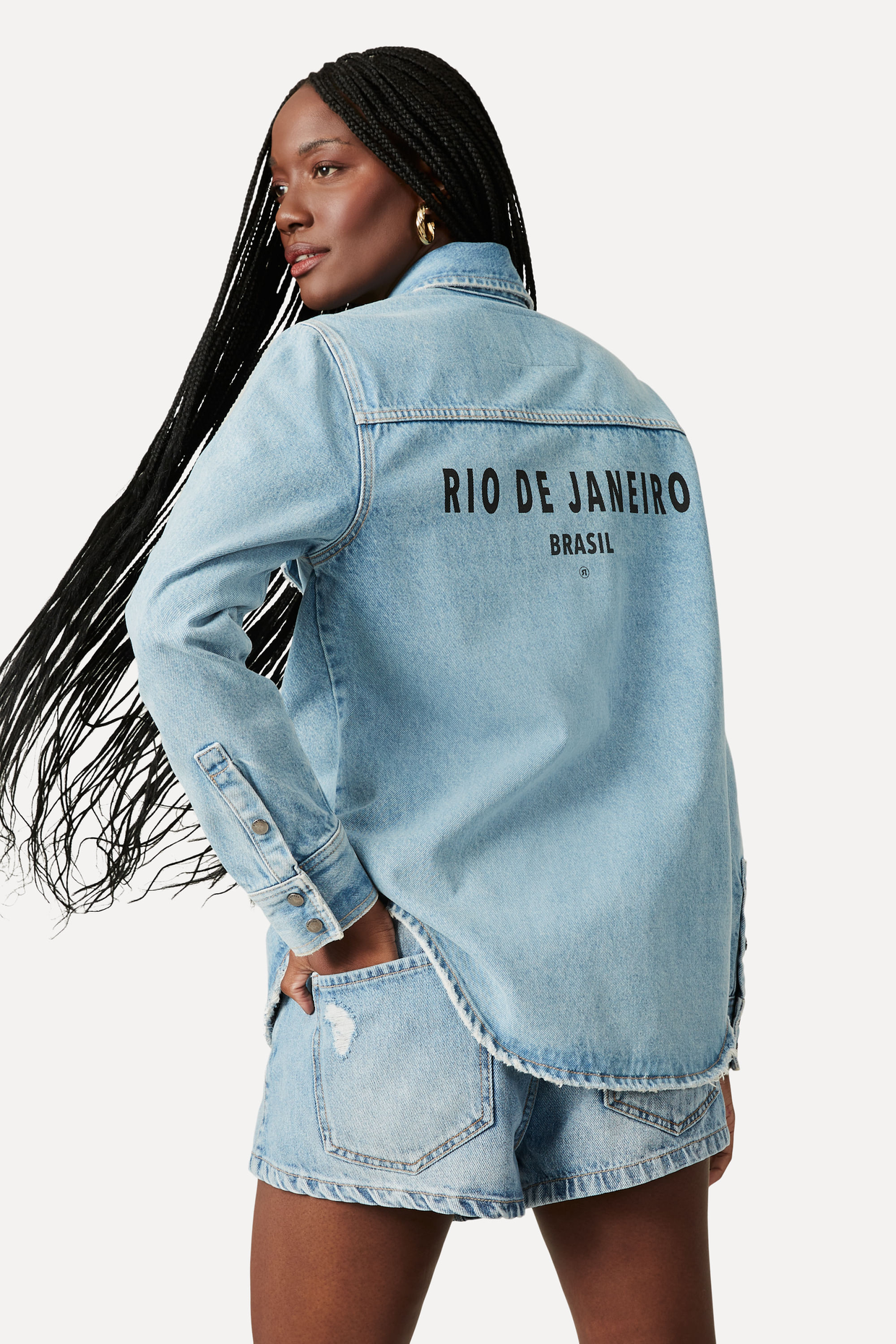 Jaqueta Jeans Azul Reversa Silk Rio De Janeiro | ZZ MALL