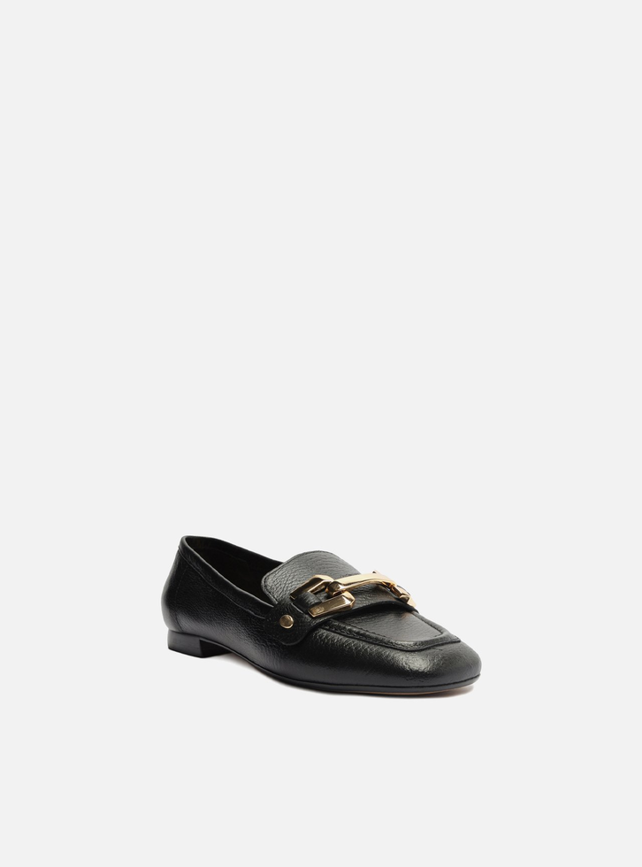 Loafer Preto Arezzo Couro Bridão Switch