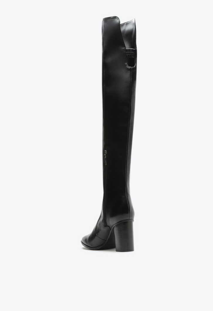 Bota Over The Knee S-Ludica Couro Preta