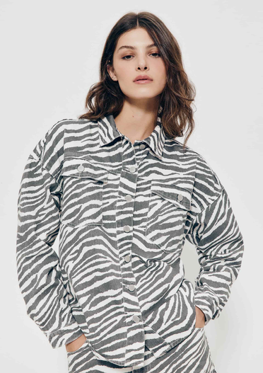 Camisa Animal Print De Sarja Hering + Livia