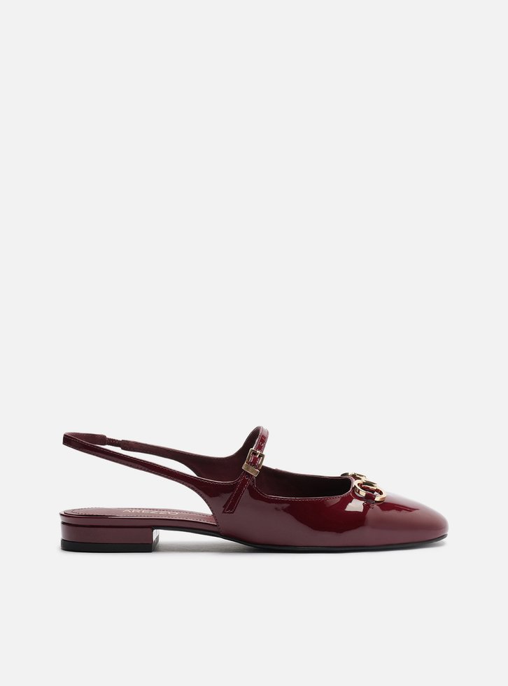 Sapatilha Boneca Vinho Verniz Slingback Bridão